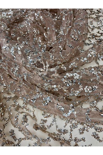 zeinapp Laser Cut Messy Pattern Powder Pink Sequin Tulle Runner 60X130