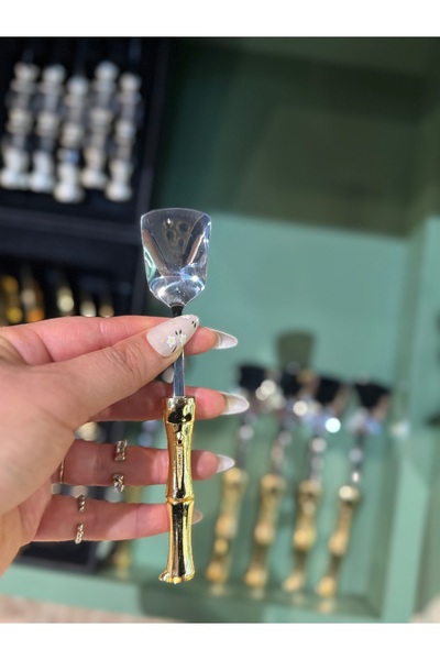 hediye Esterhomedecor 6-Piece Bamboo Model Ice Cream Spoon Gold