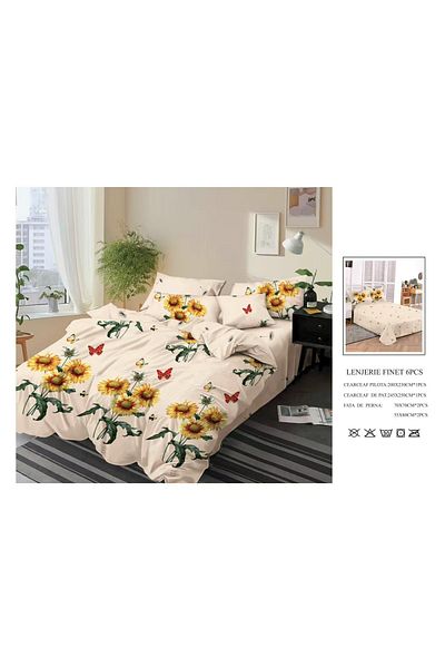 CHIRASO CHIRASO Finet Bedding Set, 6 Pieces, 2 Persons, Sheet 245x250, Quilt 200x230, 4 Pillowcases, Print