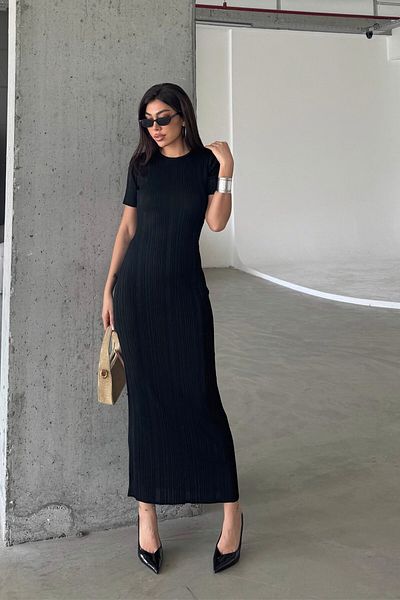 Denivy Straight Form Knitwear Maxi Dress Dnv-000134