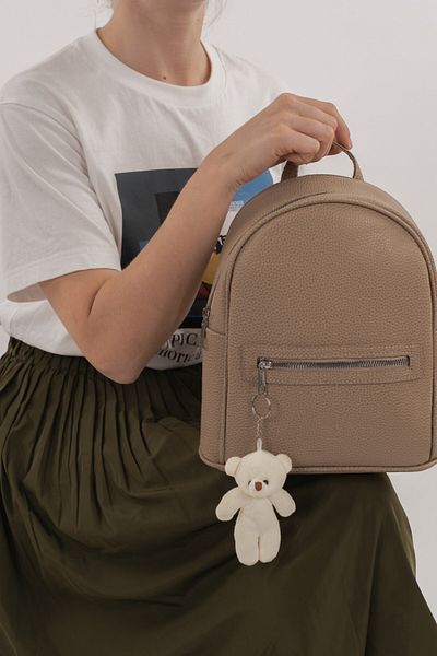 FLEXON Mink Soft Faux Leather School Backpack with Front Zipper Pocket