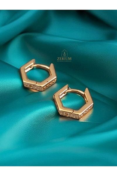 ZERİUM Iconic Turn Timeless Geometric Stylish Steel Women's Earrings
