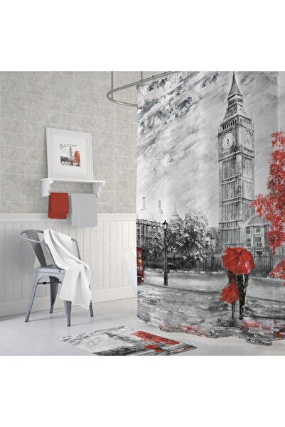 Zethome Bathroom Curtain 1X180X200 Single Panel Shower Curtain with Rings Gift Shower Cabin Curtain Bigben
