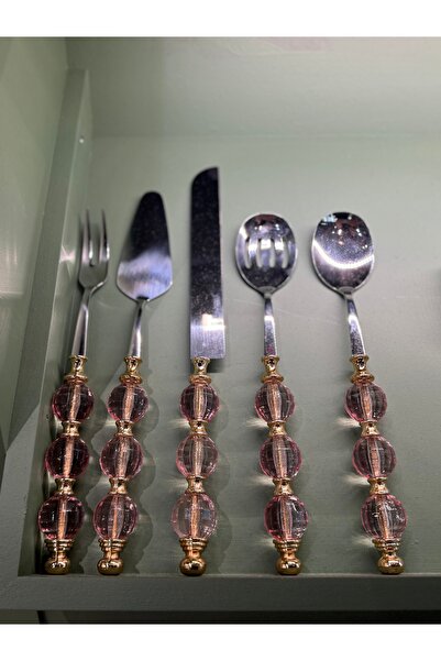 hediye Esterhomedecor 5-Piece Bead Model Serving Spoon Set Pink
