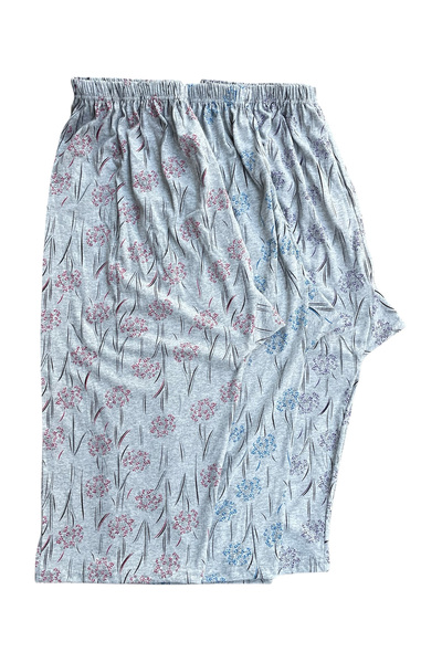 urumbay 3'lü Büyük Beden Ağlı Kadın Penye Diz Altı Desenli Kapri