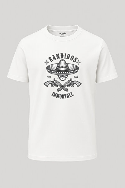 nirvoda تي شيرت Revolver Cowboy Nostalgia مطبوع - تي شيرت فضفاض برقبة دائرية ...