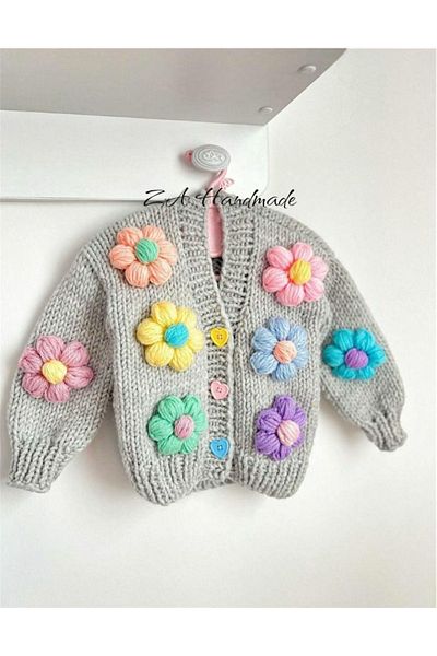 Butik Za Handmade Flower Cardigan