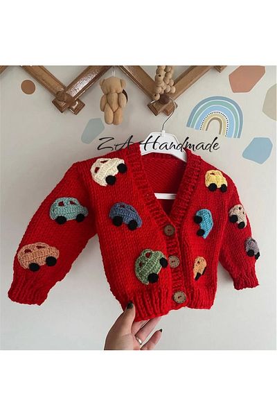 Butik Za Handmade Children's Cardigan with a Cart