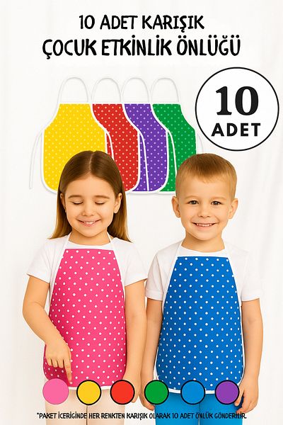 Morlay 10 Pieces Mixed Children's Bib – Nursery Kindergarten Activity Painting Bib with Liquid Proof Sponge for 2-8 Years Old