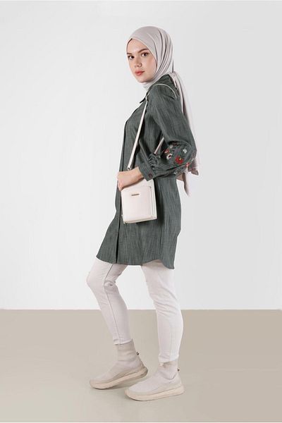 Alvina BUTTONED TUNIC WITH EMBROIDERY SLEEVES 42432