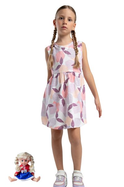 vory Rochie pentru fete, alb, coral, cu gât rotund, cu mâneci zero VR.rP.K36.19.ç71.Y.K1