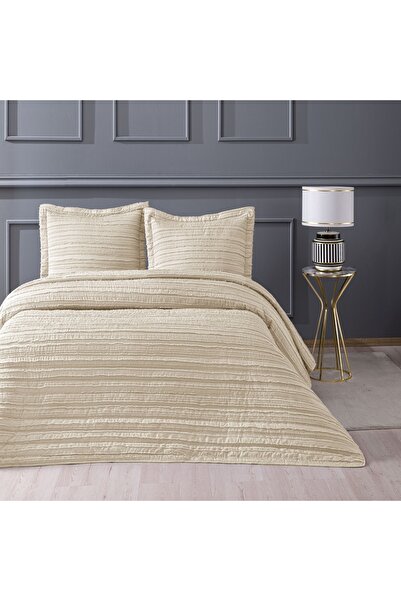 Linens Beige Double Bedspread Set