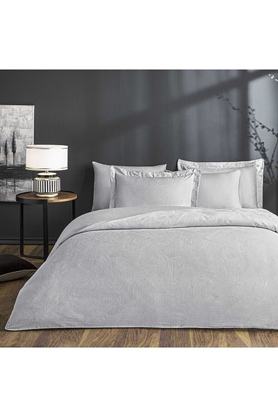 Linens Double Premium Wave Gray Jacquard Duvet Cover Set