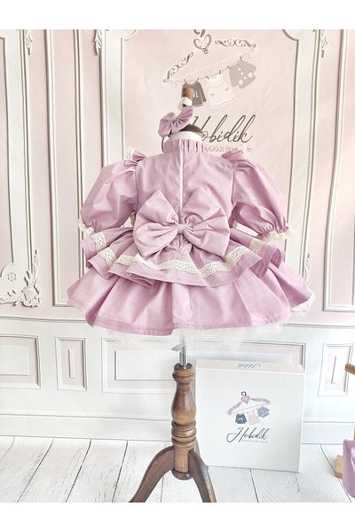 Hobidik Rochie pufoasă din tul cu volane liliac pentru copii