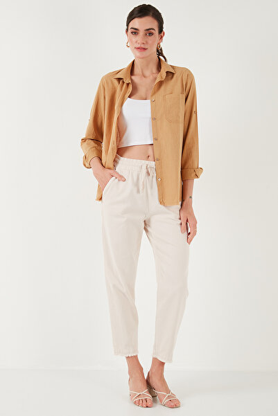 Lela Pantaloni din bumbac cu talie normală, cu croiala normală, cu picioare drepte, pantaloni 668yp42282s4