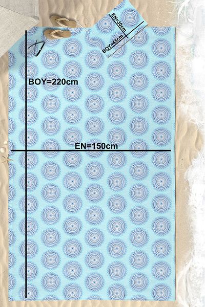 VEVİEN HOME Blue Flower Imprimat Digital 150x220 Cm Prosoape de plajă pentru familie rezistente la nisip