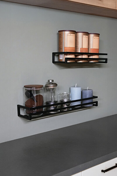 Forada Home & Style İKİLİ MUTFAK RAFI SETİ SİYAH METAL