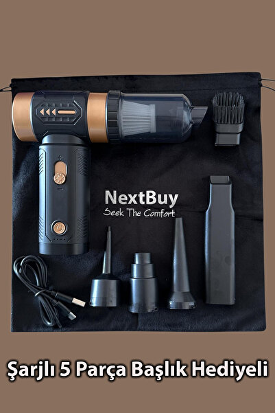 nextbuy Mini Araç Süpürgesi El Süpürgesi Usb Şarjlı Vakumlu Hava Üfleme 5Adet...