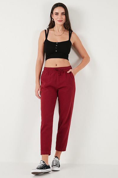 Lela Pantaloni din bumbac cu talie normală, cu croiala normală, cu picioare drepte, pantaloni 668yp42282s4