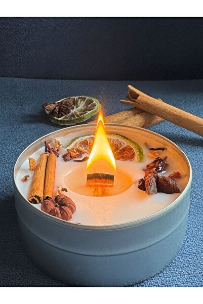 Nish Candles Sandal Ağacı ve Vanilya Kokulu Tamamen Bitkisel Soya Mumu Ahşap ...