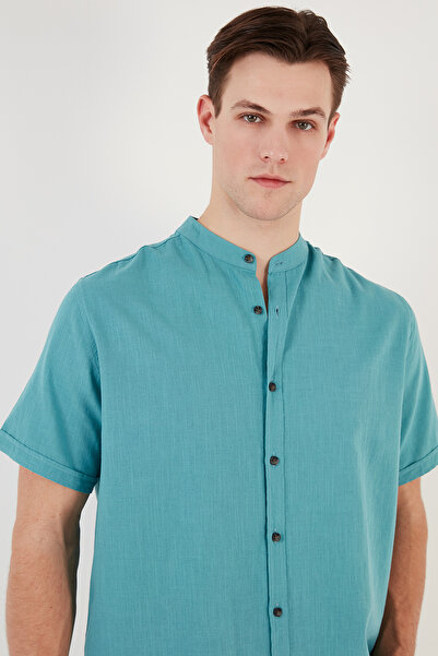 Buratti Cămașă cu mânecă scurtă, 100% bumbac, guler predominant, cu aspect de in, cămașă pentru bărbați CF21S113899