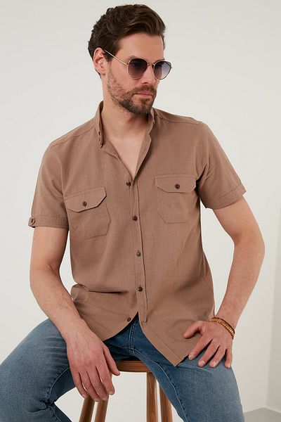Buratti Slim Fit Βαμβακερό ανδρικό πουκάμισο με γιακά με κουμπιά (CF21s 111153 )