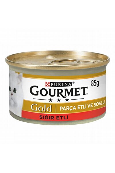 Gourmet Gold Parça Etli Soslu Sığır Etli Yetişkin Kedi Konservesi 24 Adet 85 gr