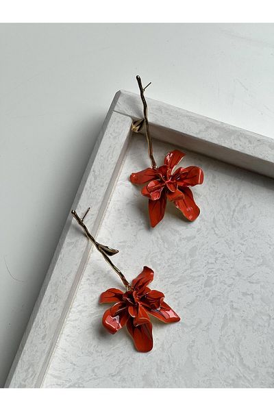 H&S AKSESUAR Design New Dangle Leaf Flower Earrings
