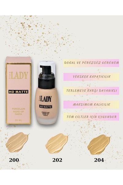 FREELADY Matte Intense Coverage Foundation Porcelain Makeup 30ml
