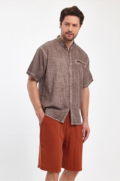 Heaven Ephesus Ανδρικό κοντομάνικο πουκάμισο Judge Collar Washed 4700
