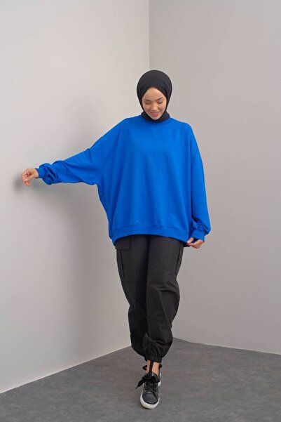 Suede Style 3044 - Comfortable, Loose Basic Women's Long Sweatshirt