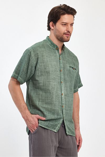 Heaven Ephesus Ανδρικό κοντομάνικο πουκάμισο Judge Collar Washed 4700
