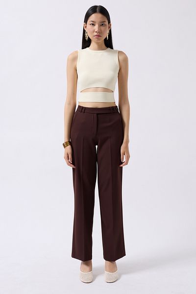 Black Fashion Ecru Knitwear Blouse - Window Detailed