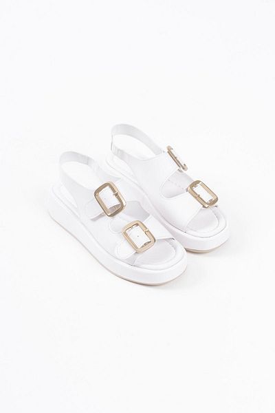 EMOYRA Shery White Skin Sandals