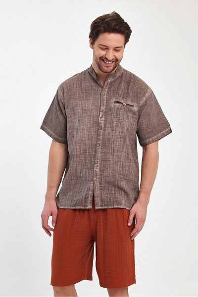 Heaven Ephesus Ανδρικό κοντομάνικο πουκάμισο Judge Collar Washed 4700