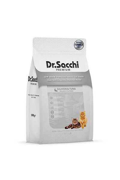 Dr. Sacchi Dr.sacchi Premium Somonlu Ve Ton Balıklı Düşük Tahıllı Kısırlaştırılmış Kedi Maması 1 Kg