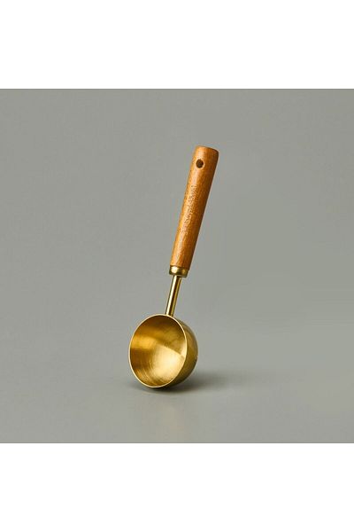 ASPARTAM Measuring Spoon with Wooden Handle - Brown / Gold - 60 ml