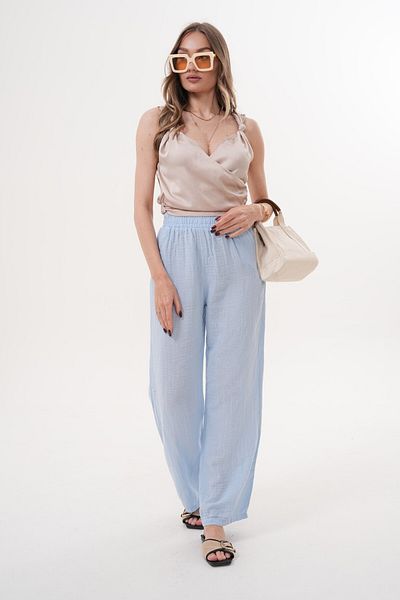 Laressi Muslin Trousers with Elastic Waist and Pockets