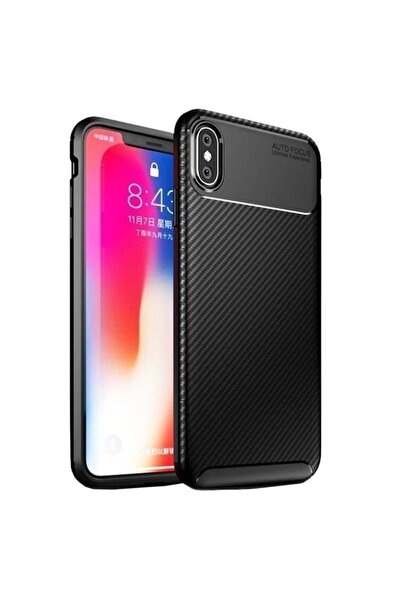 SKYDDAR INNOVATION Husă pentru iPhone X, iPhone 10 / XS, fibră de carbon, rezistentă la șocuri, neagră, set cu autocolant