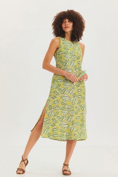 Clandestino Rochie Midi Boemă cu Motiv Etnic Verde