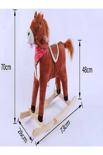 rexa Plush Rocking Horse Toy for Kids Stuffed Animal Ride-on Toy with Music 70x28x73x48