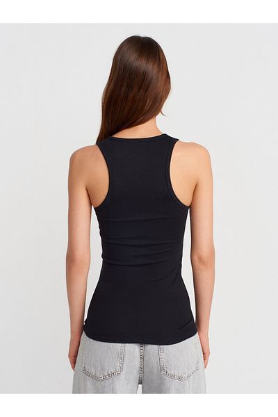 Dilvin 31805 Thick Strap Top-Black