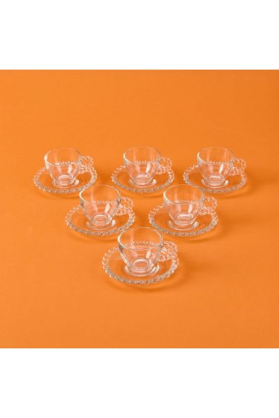 MATMEL Home Bubbly 12 Piece Beaded Glass Coffee Cup - Transparent - 80 ml