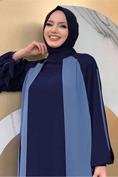 TRENDTESETTÜR ΓΥΝΑΙΚΕΙΟ ΜΠΛΕ ΣΚΟΥΡΟ (INDIGO) ΔΙΧΡΩΜΙΚΟ ΦΟΡΕΜΑ ΜΕ ΜΑΝΤΙΚΕΣ ΣΤΡΑΓΓΙΣΜΕΝΕΣ Τ 9973