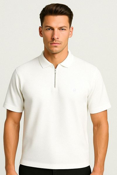 Jack & Jones Λευκό μπλουζάκι με κεντημένο γιακά πόλο με ανδρικό λογότυπο