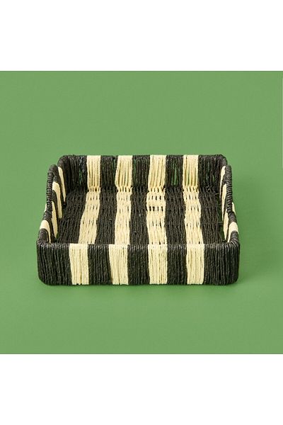 MATMEL Acerra Decorative Tray - Black / Cream - 22X22X5 cm