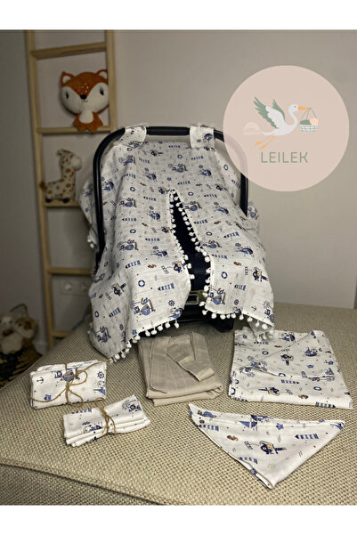 Leilek 6 Çeşit 11 Parça %100 Pamuk Müslin Set Ağız Ve Omuz Bezi -Emzirme ve P...