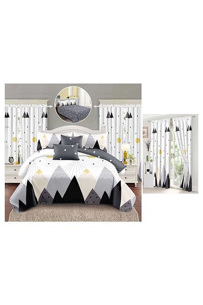 chiraso CHIRASO Bedding Set, 8 Pieces with Drapery, 230x240 Sheet, Duvet Cover and 4 Pillowcases