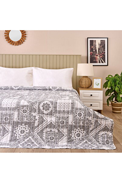 MATMEL Soft Sidelya Double Bedspread - White / Gray - 200X230 cm