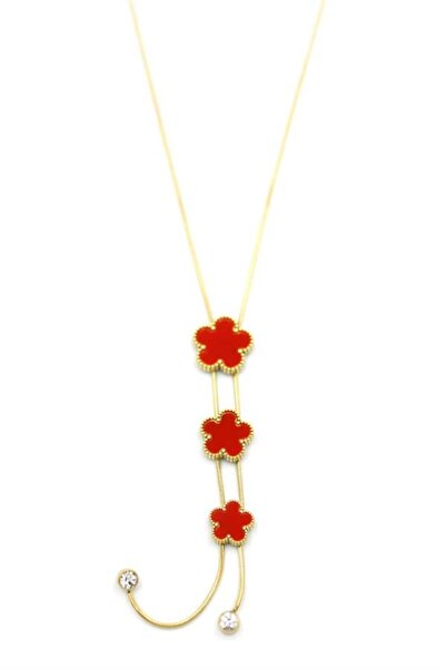 Angoravi قلادة زهرة VC - أحمر